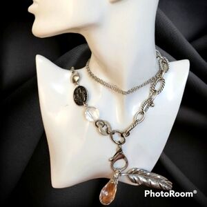 Cowboy Core Western Feather Prism Long Chain Charm Festival Rodeo Necklace
